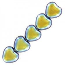 Czech Hearts beads 6mm Jet full ab 23980/28703